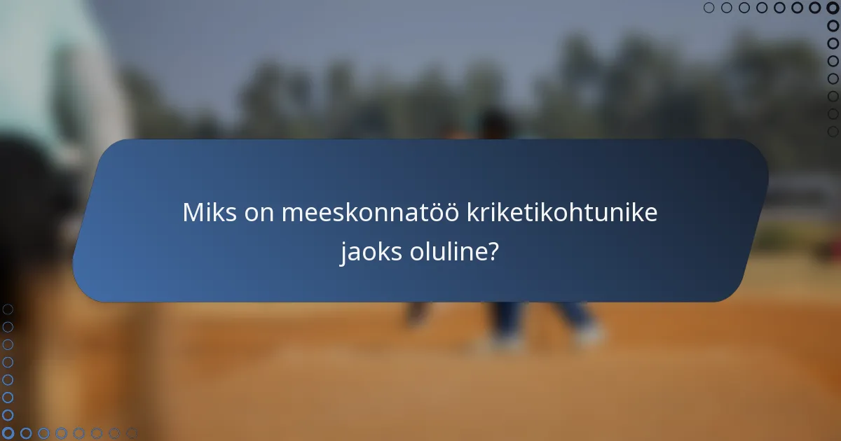 Miks on meeskonnatöö kriketikohtunike jaoks oluline?